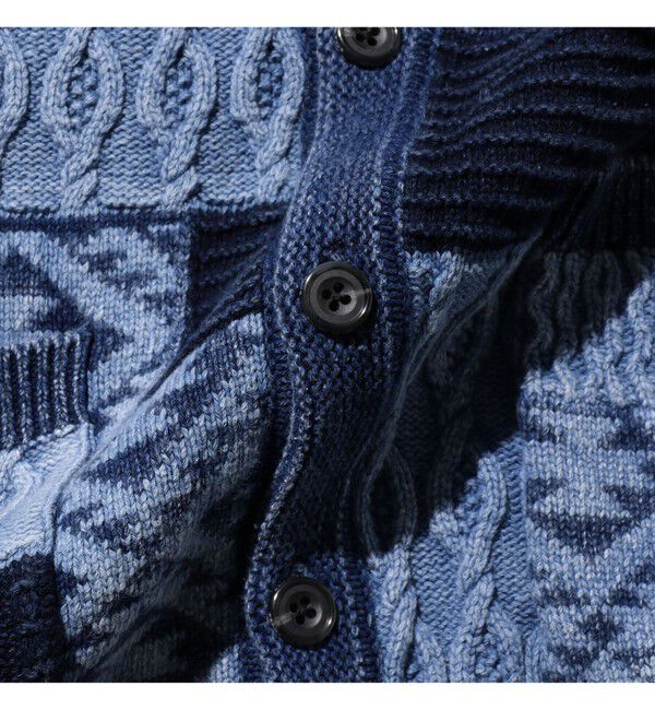 BEAMS PLUS「インディゴ パッチワーク カーディガン」|ニット・セーター|