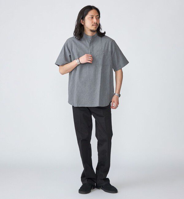 SHIPS「SHIPS: シアサッカー プルオーバー バンドカラー ショートスリーブ シャツ」|シャツ・ブラウス|