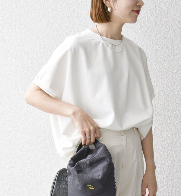 SHIPS any「SHIPS any:〈洗濯機可能〉インレイ コクーン ショートスリーブ プルオーバー」|Tシャツ・カットソー|ホワイト