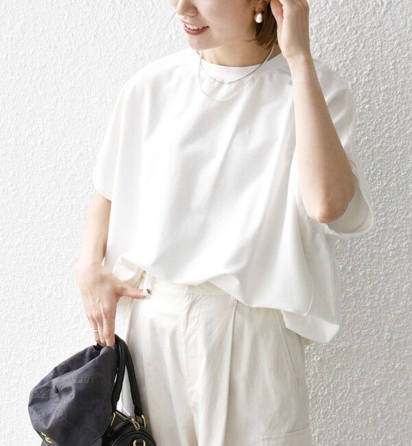 SHIPS any「SHIPS any:〈洗濯機可能〉インレイ コクーン ショートスリーブ プルオーバー」|Tシャツ・カットソー|