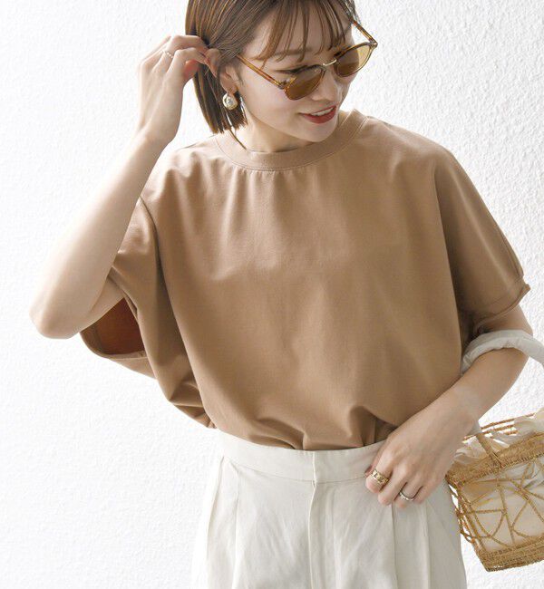 SHIPS any「SHIPS any:〈洗濯機可能〉インレイ コクーン ショートスリーブ プルオーバー」|Tシャツ・カットソー|キャメル