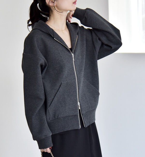 quaranciel「quaranciel:〈洗濯機可能〉ポンチ ダブルジップ スウェット パーカー」|パーカー|