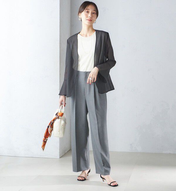 SHIPS for women「〈手洗い可能〉シアー オーガンジー フレア スリーブ ジャケット」|ノーカラージャケット|