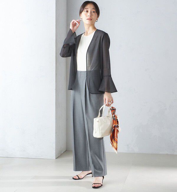 SHIPS for women「〈手洗い可能〉シアー オーガンジー フレア スリーブ ジャケット」|ノーカラージャケット|