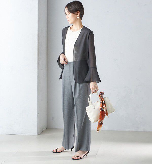 SHIPS for women「〈手洗い可能〉シアー オーガンジー フレア スリーブ ジャケット」|ノーカラージャケット|