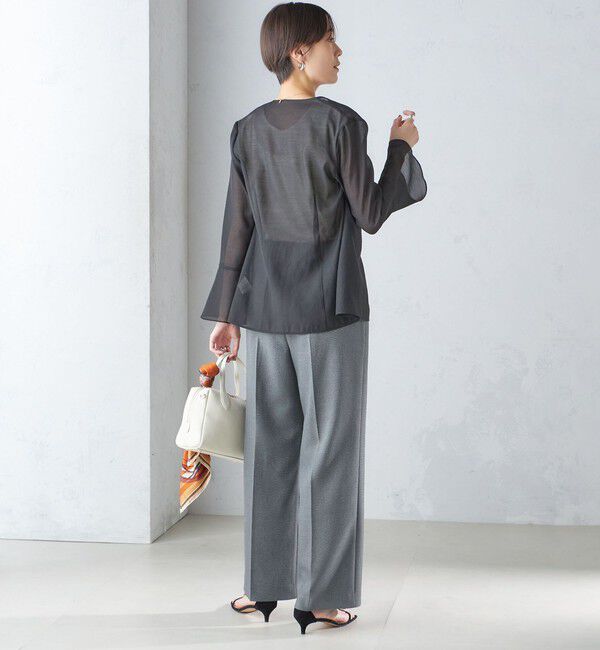 SHIPS for women「〈手洗い可能〉シアー オーガンジー フレア スリーブ ジャケット」|ノーカラージャケット|