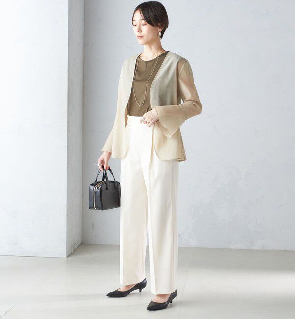 SHIPS for women「〈手洗い可能〉シアー オーガンジー フレア スリーブ ジャケット」|ノーカラージャケット|