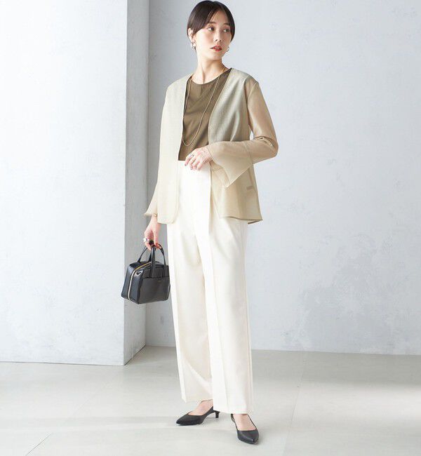 SHIPS for women「〈手洗い可能〉シアー オーガンジー フレア スリーブ ジャケット」|ノーカラージャケット|