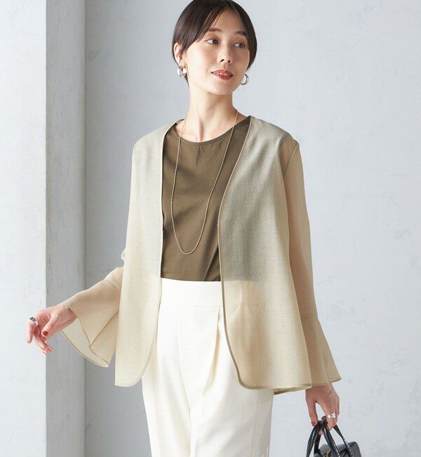 SHIPS for women「〈手洗い可能〉シアー オーガンジー フレア スリーブ ジャケット」|ノーカラージャケット|