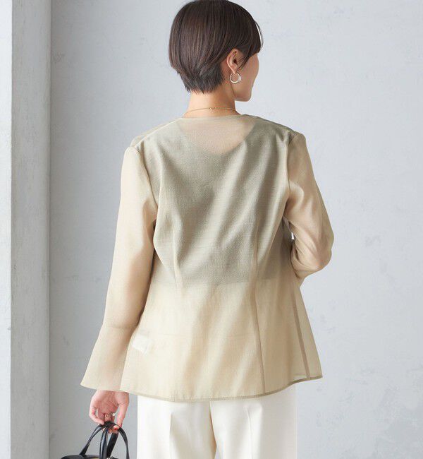 SHIPS for women「〈手洗い可能〉シアー オーガンジー フレア スリーブ ジャケット」|ノーカラージャケット|