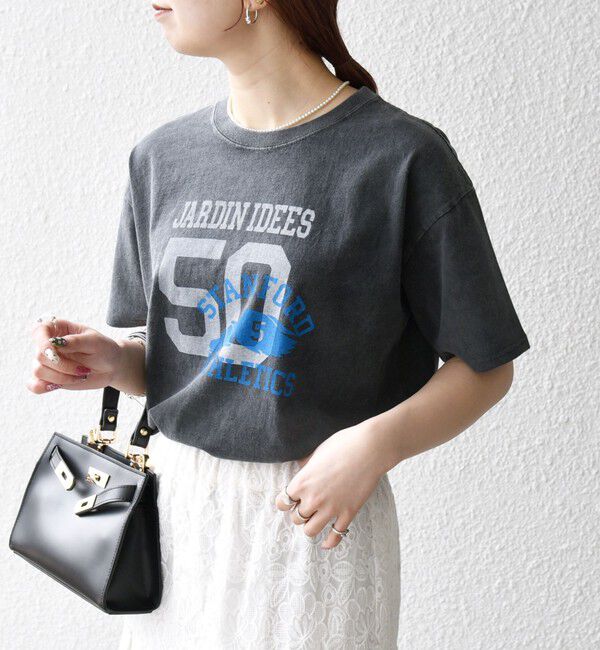 SHIPS any「【SHIPS any別注】THE KNiTS:〈洗濯機可能〉ラウンドヘム プリント ショート TEE」|Tシャツ・カットソー|