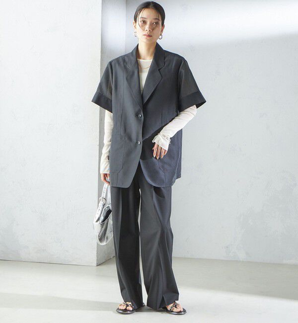 SHIPS for women「【SHIPS別注】APUPIL:〈洗濯機可能〉シアー 半袖 ジャケット」|テーラードジャケット|