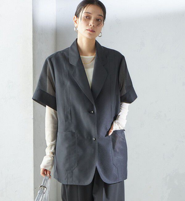 SHIPS for women「【SHIPS別注】APUPIL:〈洗濯機可能〉シアー 半袖 ジャケット」|テーラードジャケット|
