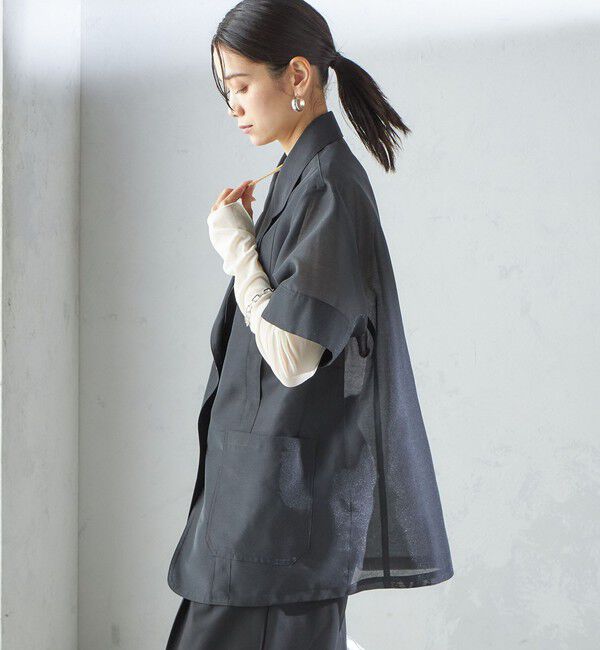 SHIPS for women「【SHIPS別注】APUPIL:〈洗濯機可能〉シアー 半袖 ジャケット」|テーラードジャケット|