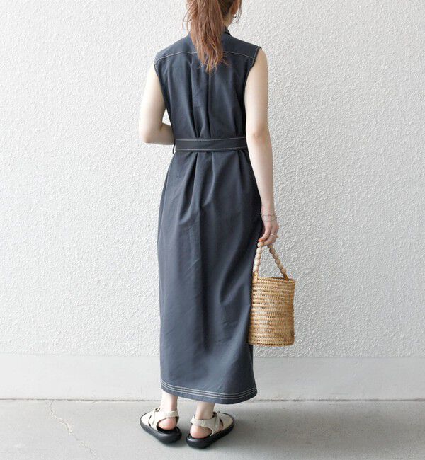 SHIPS any「SHIPS any:〈洗濯機可能〉オックス ステッチ ノースリーブ シャツ ワンピース」|ワンピース|