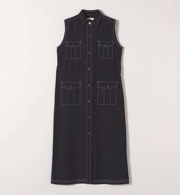 SHIPS any「SHIPS any:〈洗濯機可能〉オックス ステッチ ノースリーブ シャツ ワンピース」|ワンピース|