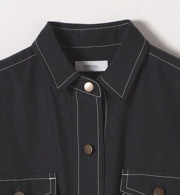 SHIPS any「SHIPS any:〈洗濯機可能〉オックス ステッチ ノースリーブ シャツ ワンピース」|ワンピース|