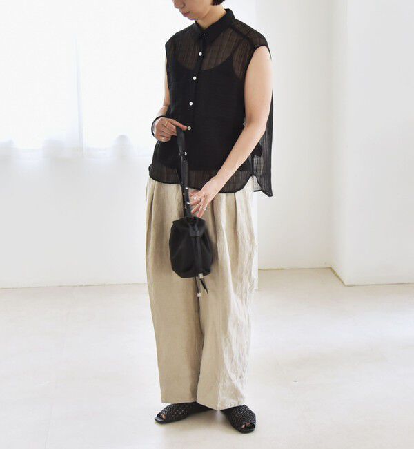 quaranciel「quaranciel:〈手洗い可能〉シアー チェック ノースリーブ シャツ」|シャツ・ブラウス|