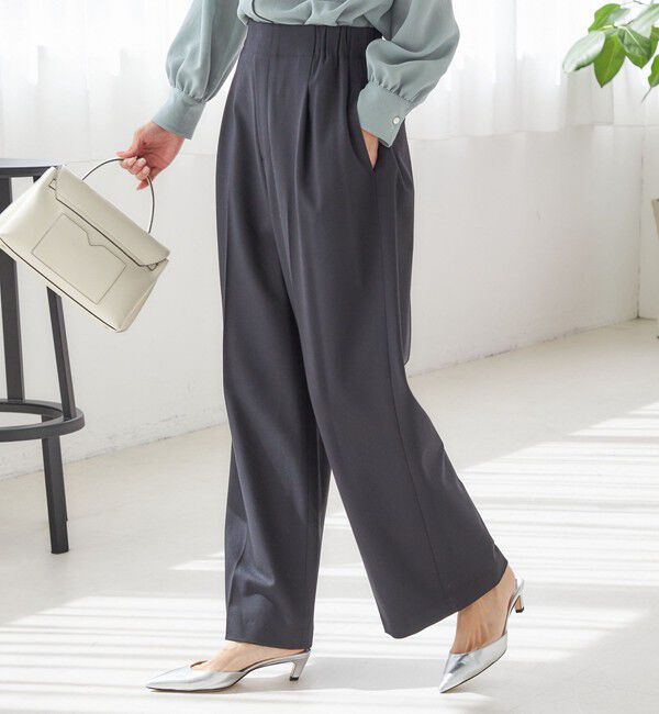 SHIPS for women「〈手洗い可能〉メルティ ウォーム タック ワイド パンツ」|その他|