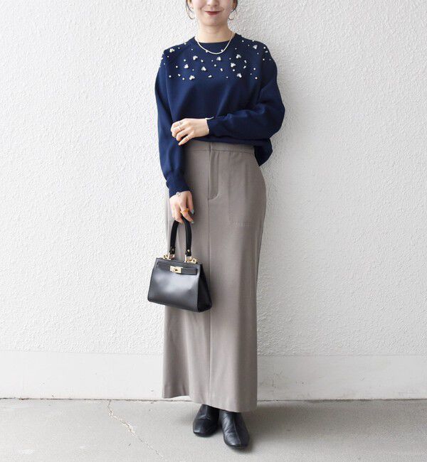 SHIPS any「SHIPS any:〈手洗い可能〉パールモチーフ ビジュー クルーネック ニット」|ニット・セーター|