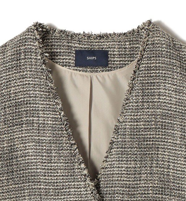 SHIPS for women「トライスピン 杢 ツイード カラーレス ジレ（セレモニー対応可）」|ベスト・ジレ|
