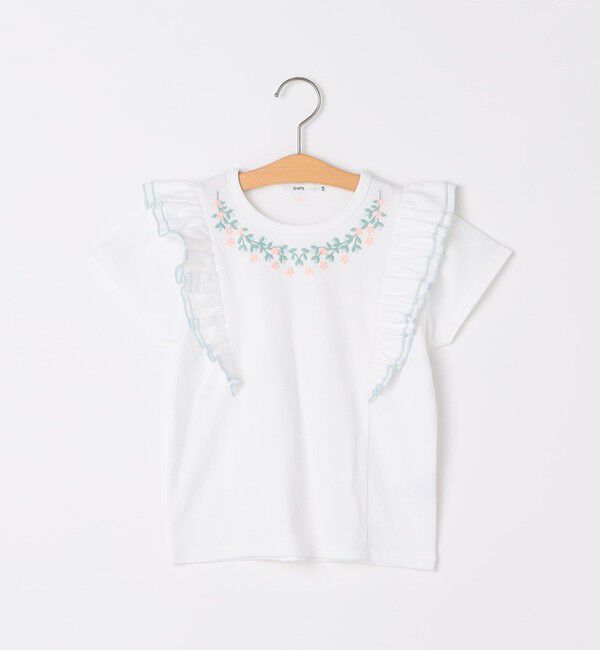 SHIPS KIDS「SHIPS KIDS:80～90cm / ネックフラワー Tシャツ」|Tシャツ・カットソー|オフホワイト