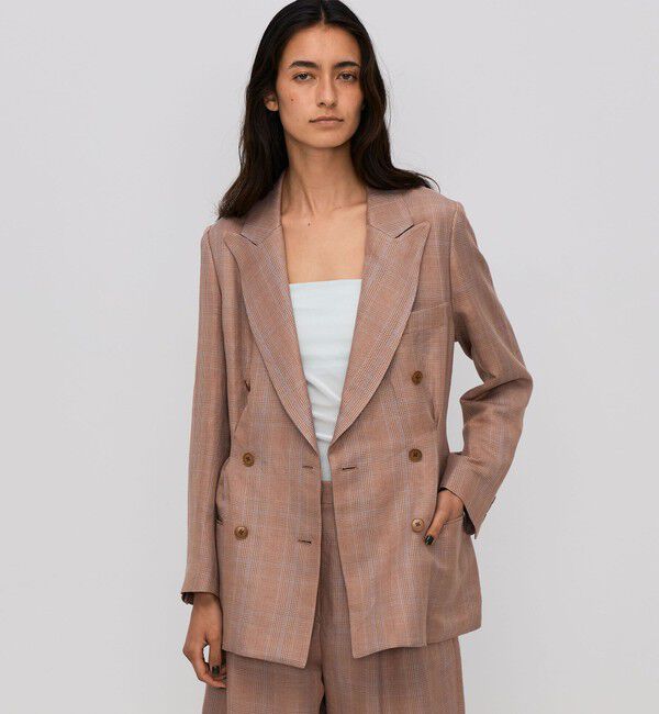 BACCA「レーヨンリネン グレンチェックジャケット」|テーラードジャケット|