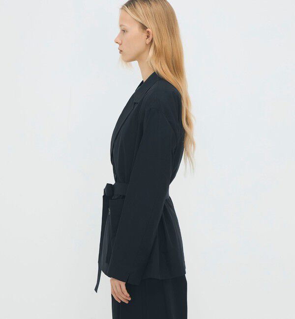 CABaN「コットンシャンブレー ベルテッドダブルブレストジャケット」|テーラードジャケット|