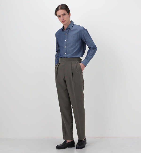 TOMORROWLAND MENS「ウールモヘヤ 2プリーツサイドアジャスタースラックス Ｖ.B.CANONICO」|スラックス|