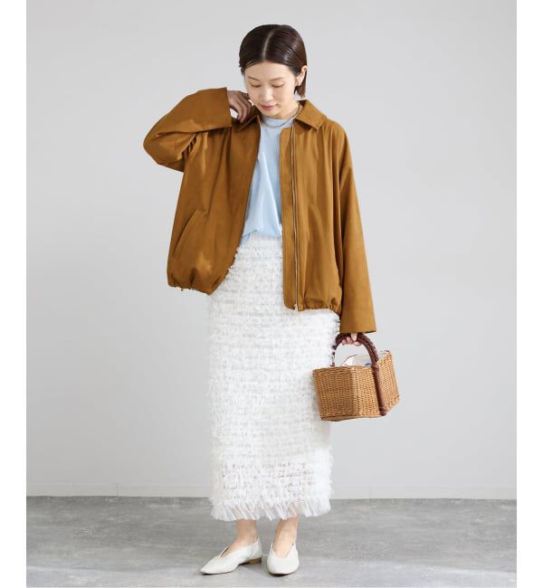 IENA「フェイクスエードブルゾン」|ライダースジャケット|