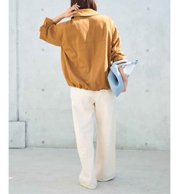 IENA「フェイクスエードブルゾン」|ライダースジャケット|