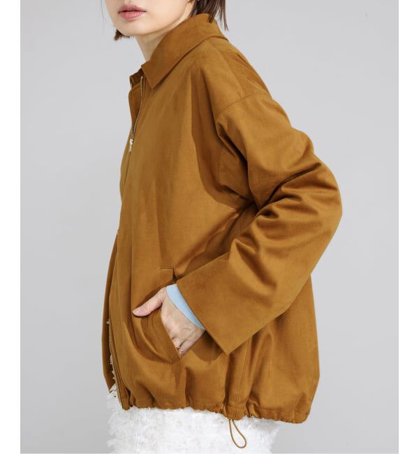 IENA「フェイクスエードブルゾン」|ライダースジャケット|