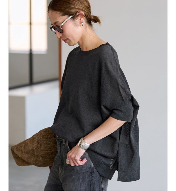 FRAMeWORK「ペーパーミックスポンチョニット」|ニット・セーター|ブラック