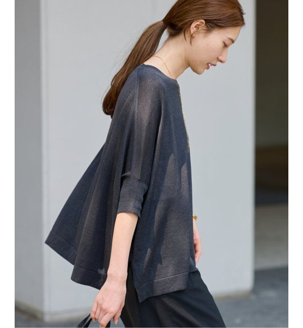 FRAMeWORK「ペーパーミックスポンチョニット」|ニット・セーター|ネイビー