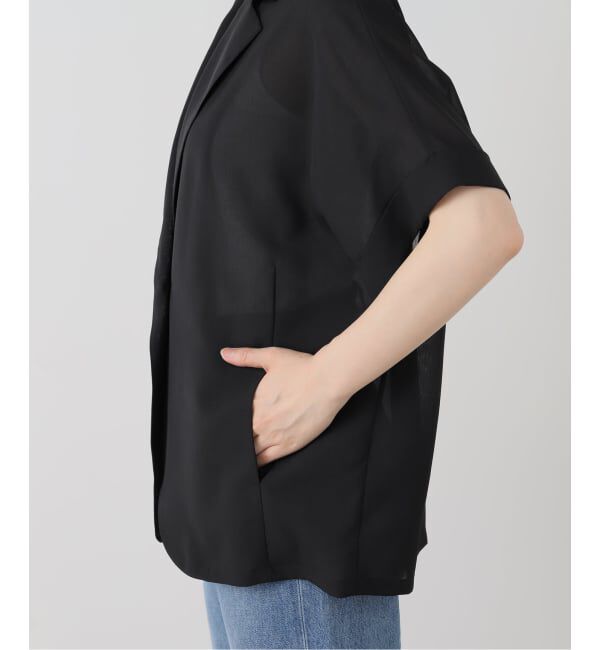  「【洗える】シアーハーフスリーブジャケット」|テーラードジャケット|