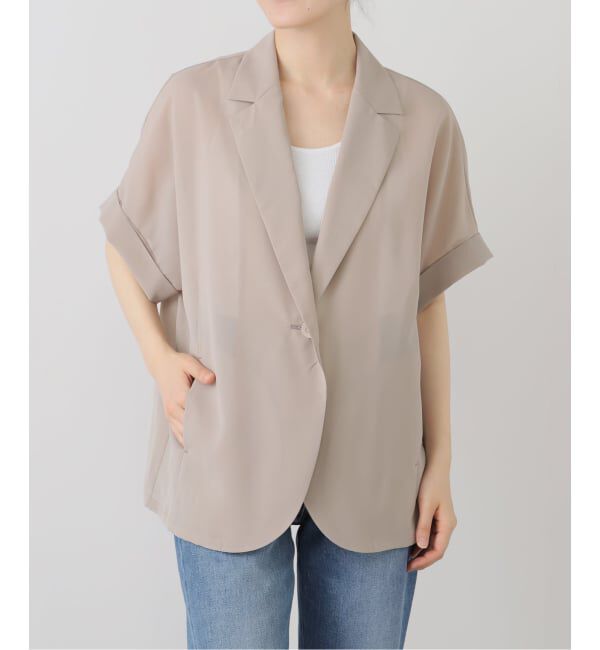  「【洗える】シアーハーフスリーブジャケット」|テーラードジャケット|