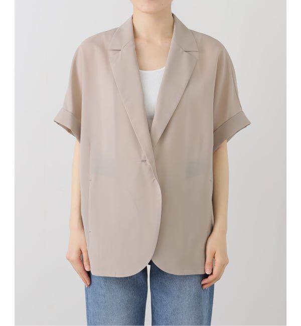  「【洗える】シアーハーフスリーブジャケット」|テーラードジャケット|
