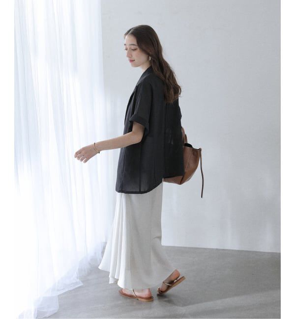  「【洗える】シアーハーフスリーブジャケット」|テーラードジャケット|