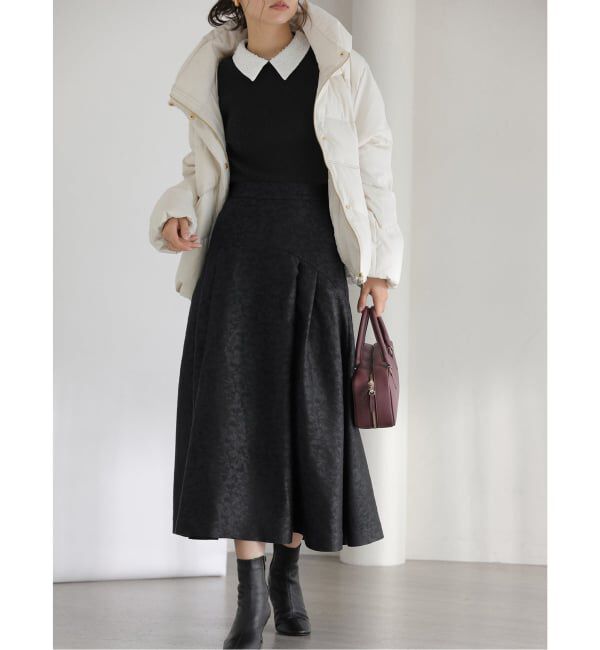  「タックフレアスカート」|スカート|ブラック