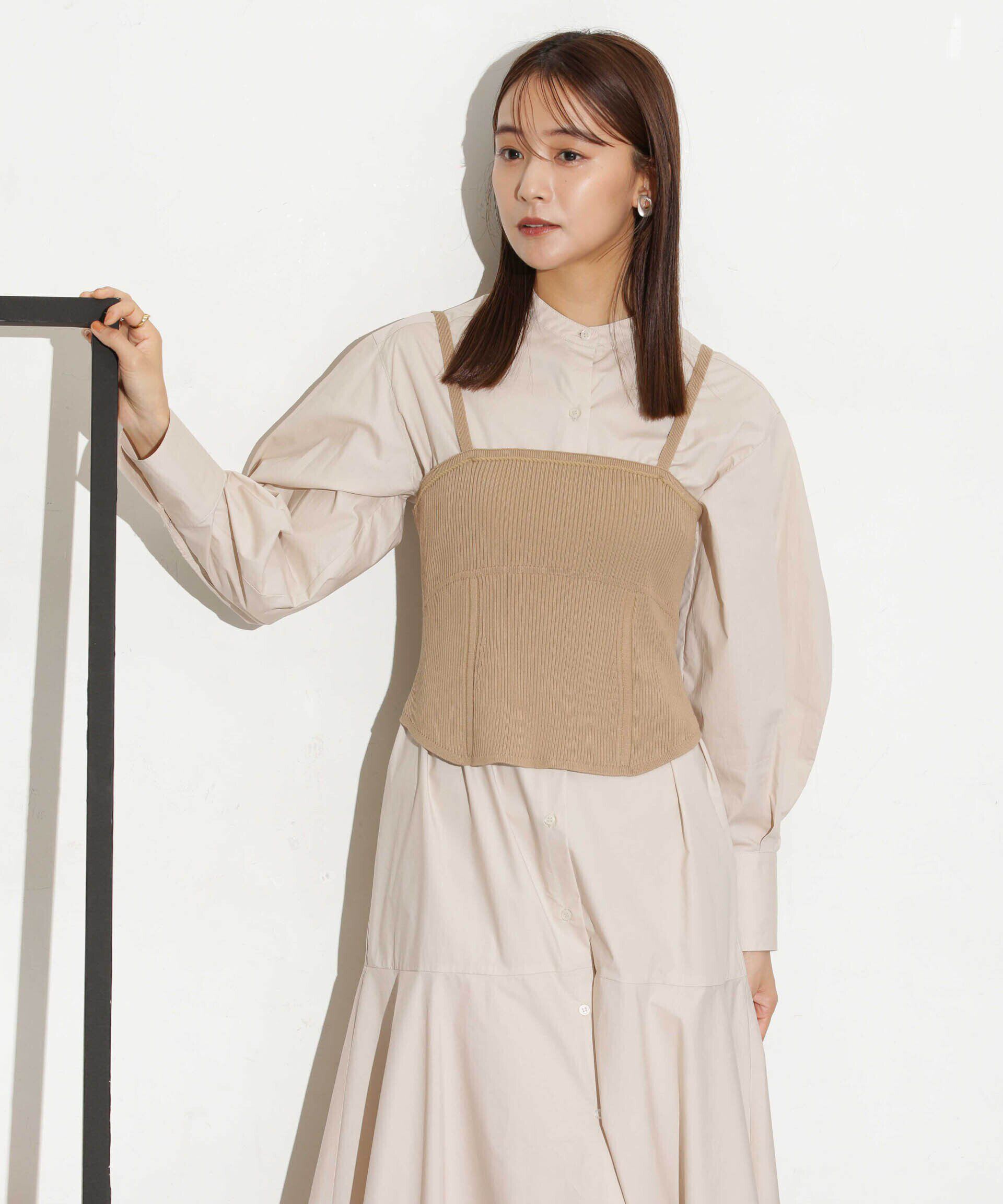 nano･universe「ヘムフレアバンドカラーシャツワンピース」|ワンピース|