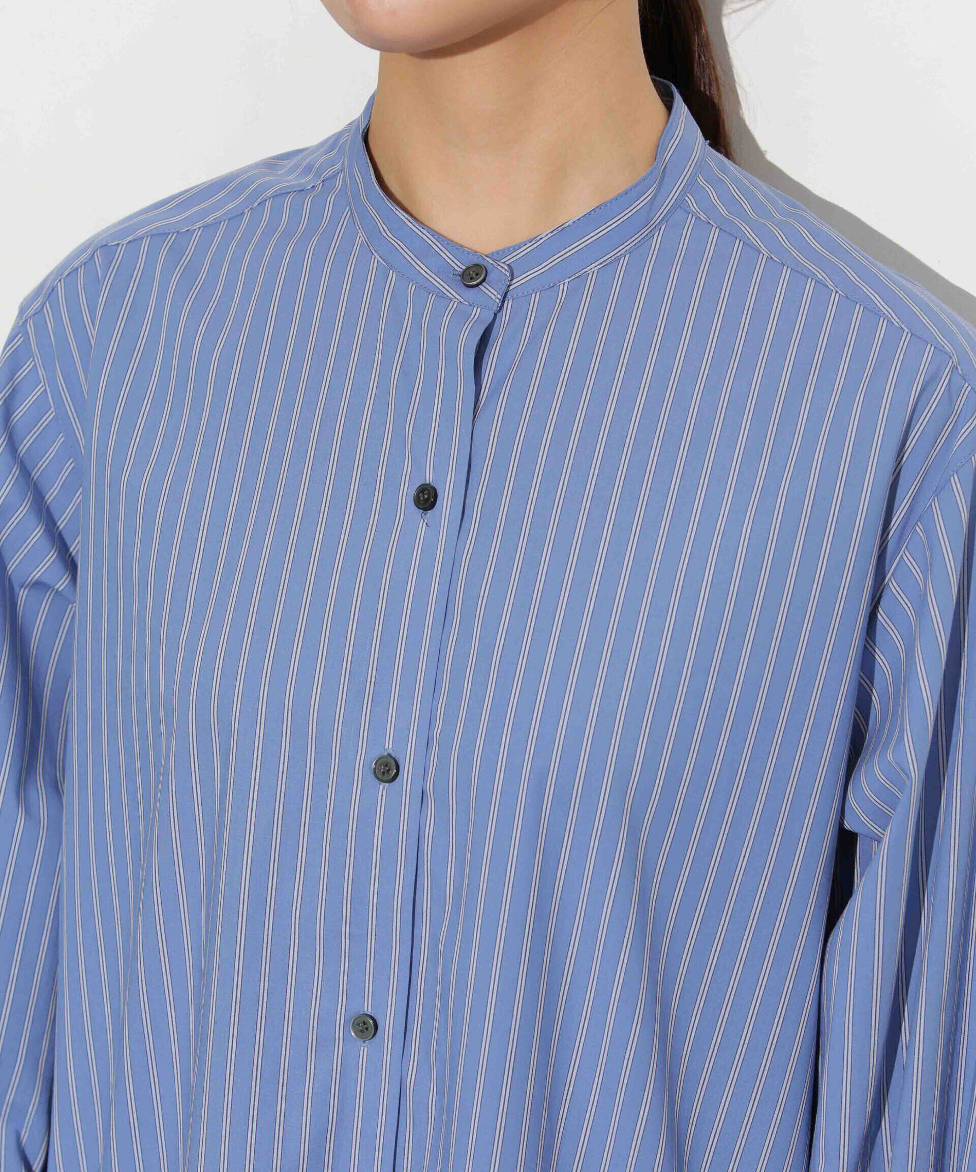 nano･universe「ヘムフレアバンドカラーシャツワンピース」|ワンピース|