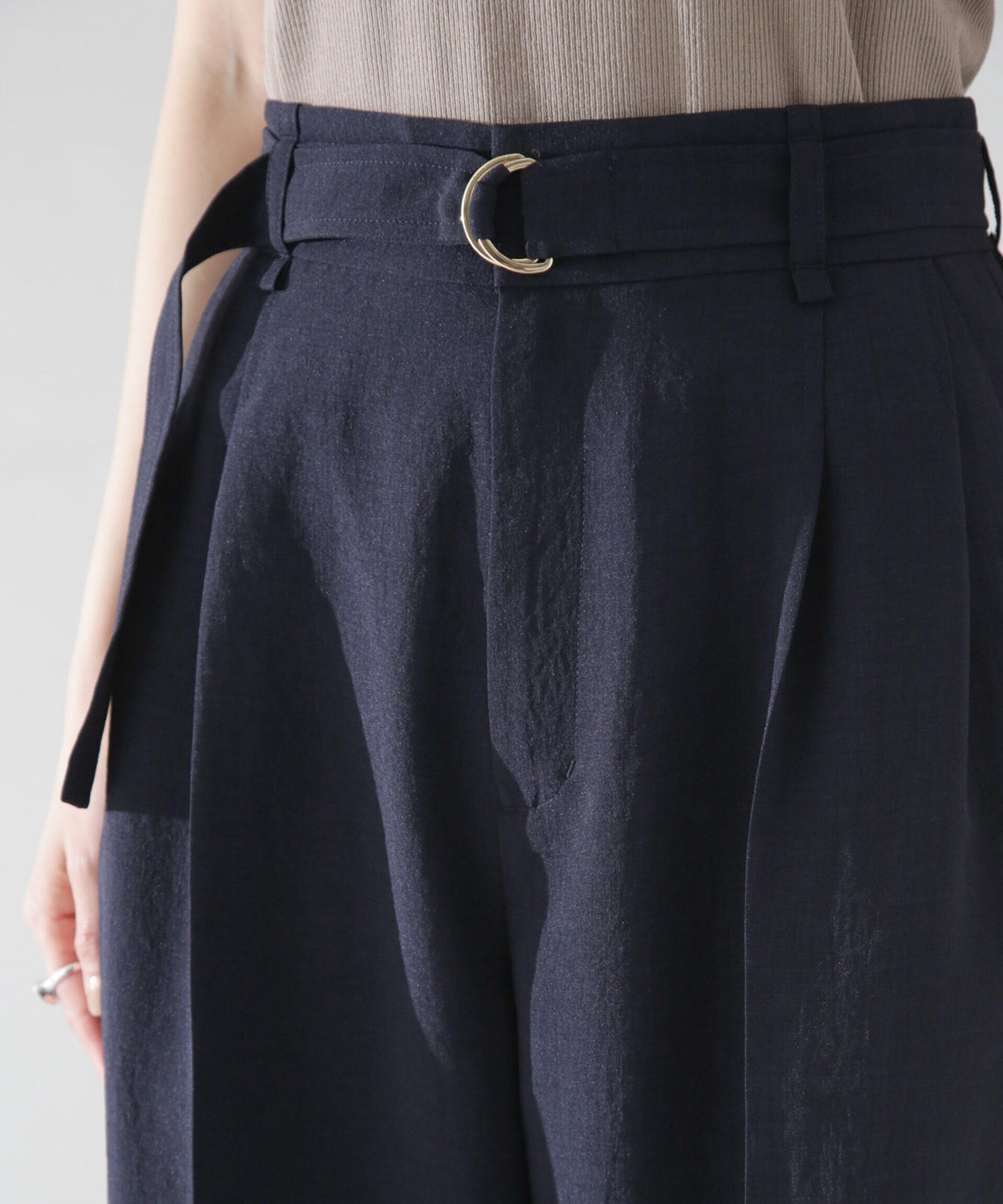 nano･universe「<洗濯機使用可><ﾉﾝｱｲﾛﾝ>ﾒﾗﾝｼﾞﾄﾞﾗｲ ﾍﾞﾙﾄ付きﾜｲﾄﾞ  」|チノ|