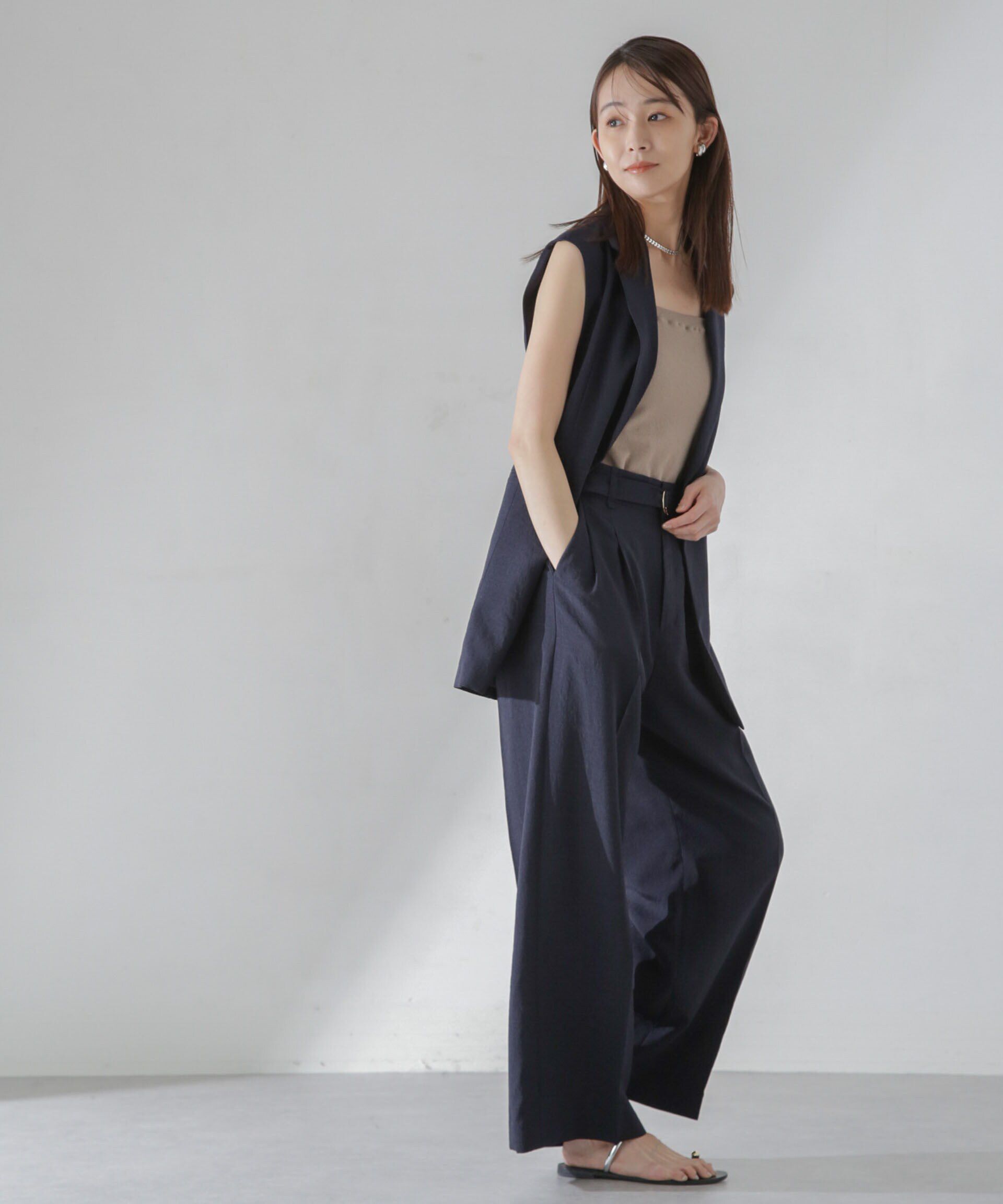 nano･universe「<洗濯機使用可><ﾉﾝｱｲﾛﾝ>ﾒﾗﾝｼﾞﾄﾞﾗｲ ﾍﾞﾙﾄ付きﾜｲﾄﾞ  」|チノ|