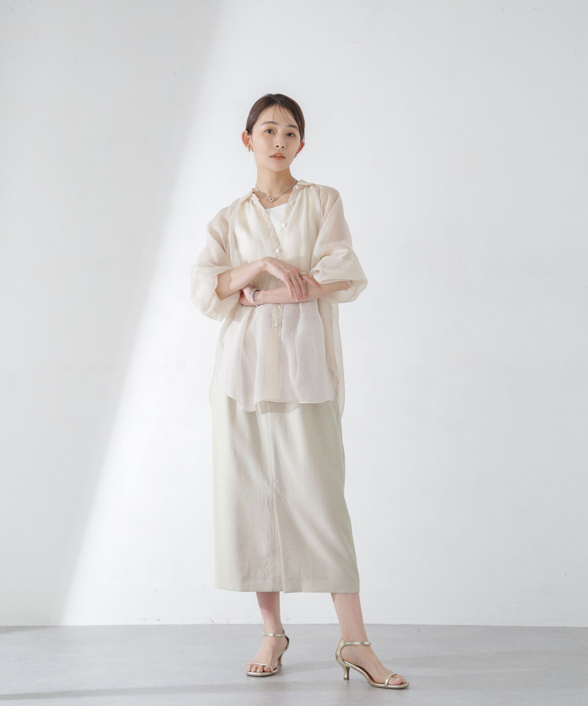 nano･universe「<洗濯機使用可><ﾉﾝｱｲﾛﾝ>ﾒﾗﾝｼﾞﾄﾞﾗｲ ｿﾌﾄｺｸｰﾝｽｶｰ  」|スカート|