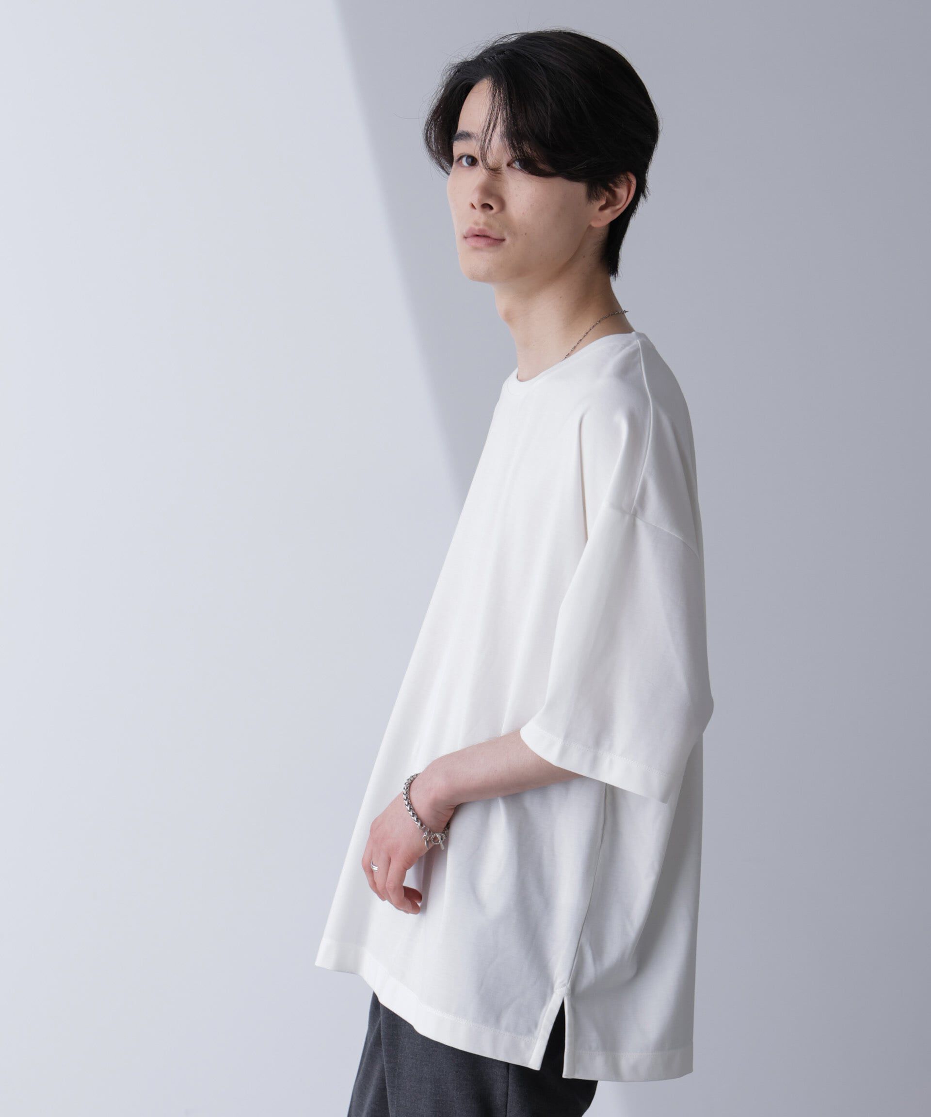 nano･universe「ルーズネックビッグTシャツ 半袖」|Tシャツ・カットソー|