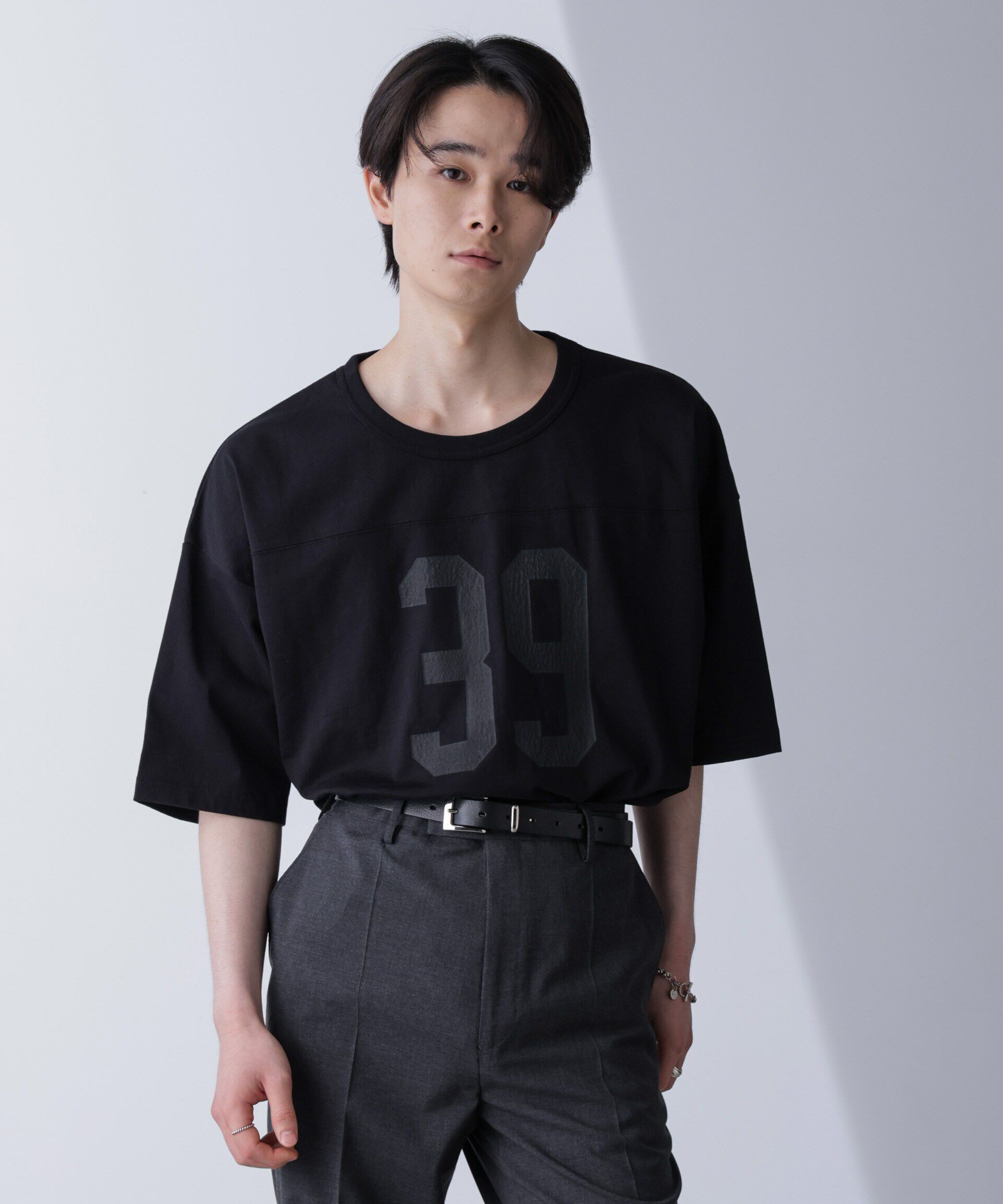 nano･universe「シャドープリントフットボールTシャツ 半袖」|Tシャツ・カットソー|