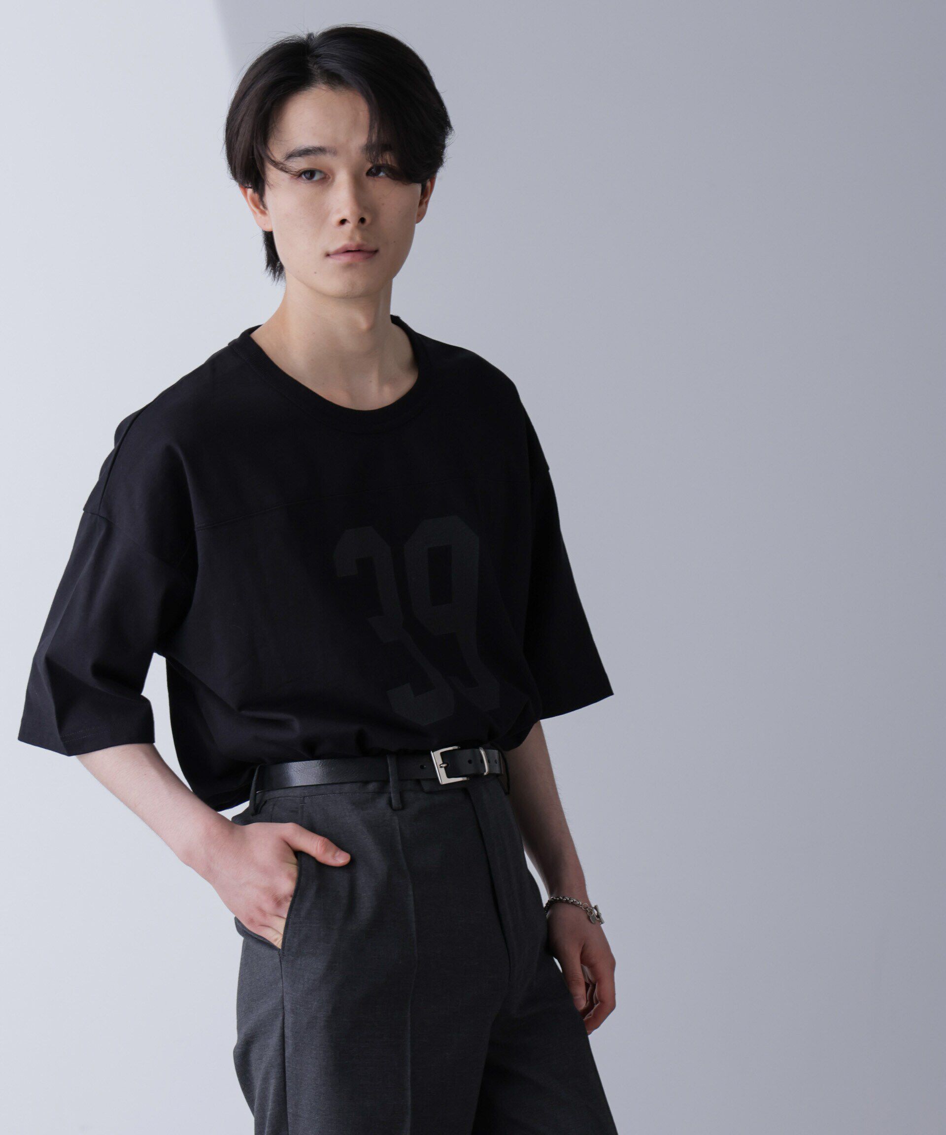 nano･universe「シャドープリントフットボールTシャツ 半袖」|Tシャツ・カットソー|