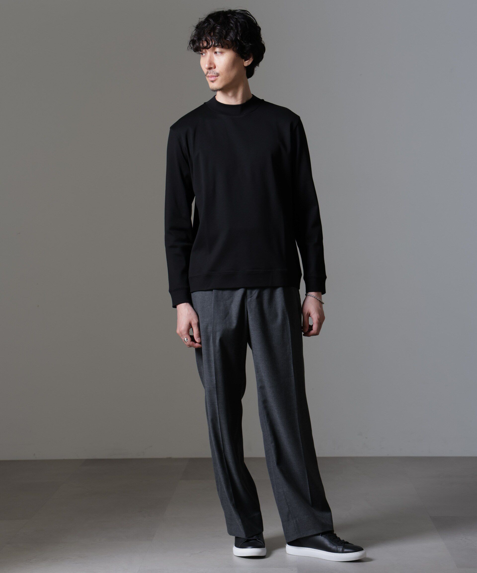 nano･universe「｢FORMAL JERSEY｣モックネックカットソー長袖」|Tシャツ・カットソー|ブラック