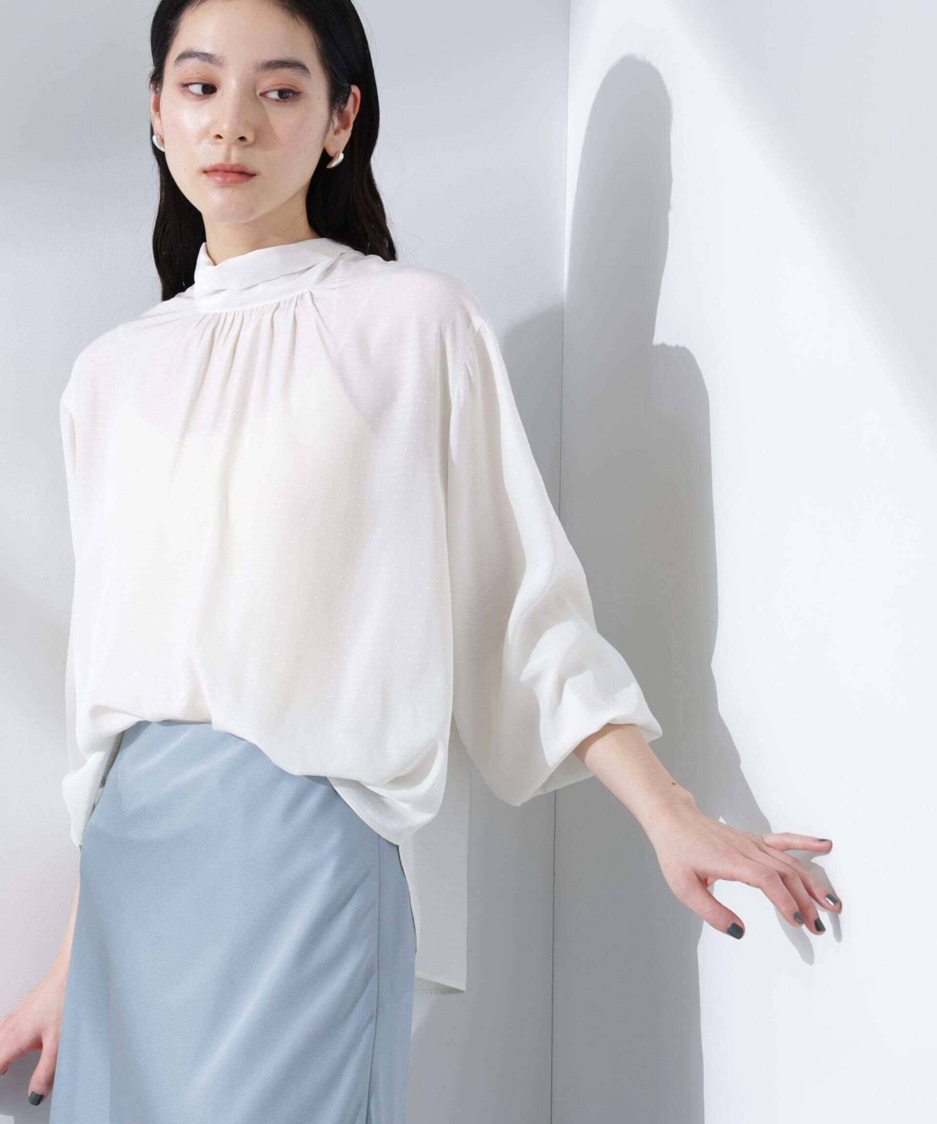 nano･universe「前後2WAYボウタイブラウス」|シャツ・ブラウス|オフホワイト1