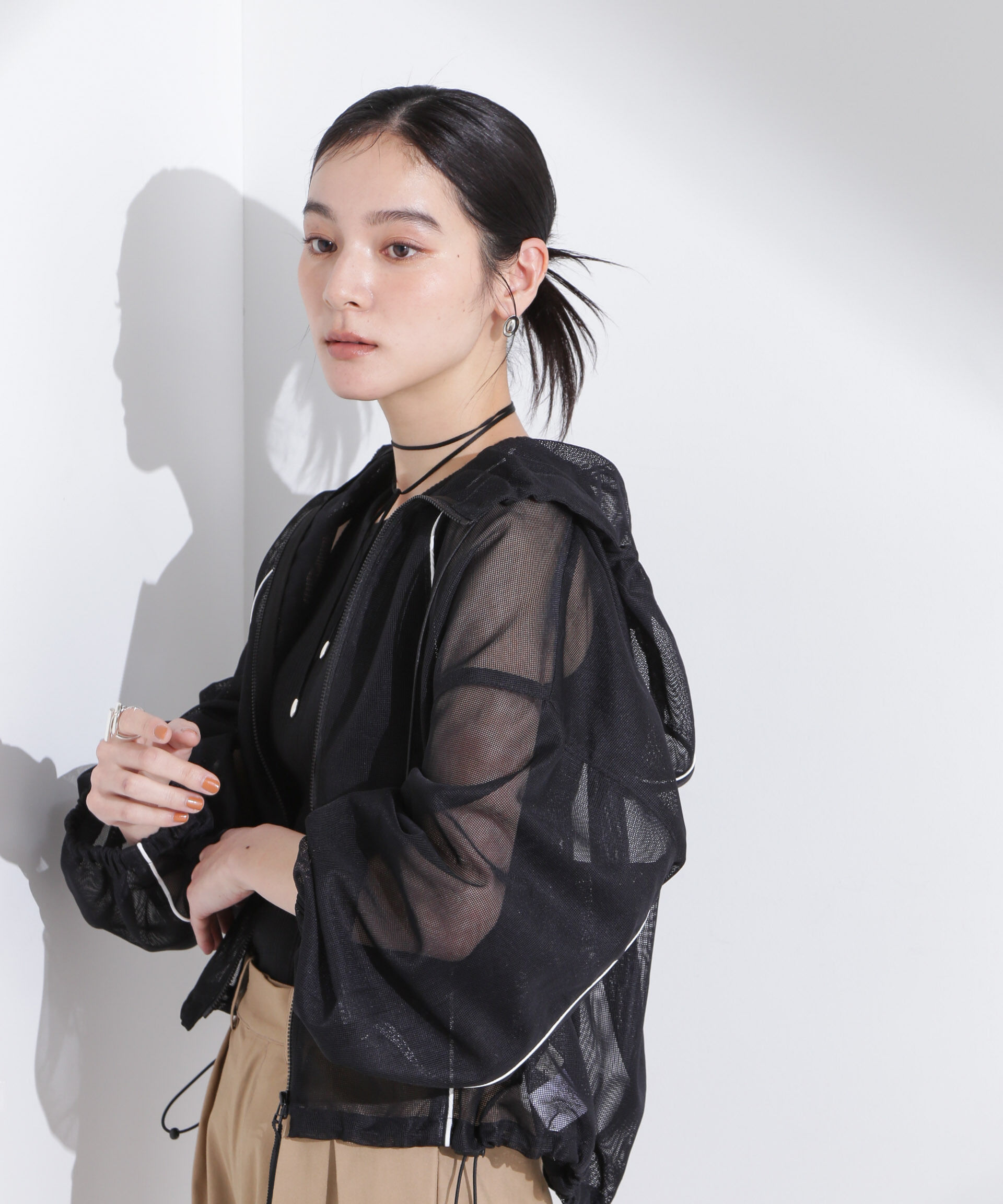 nano･universe「配色パイピングメッシュブルゾン」|ブルゾン・スタジャン|